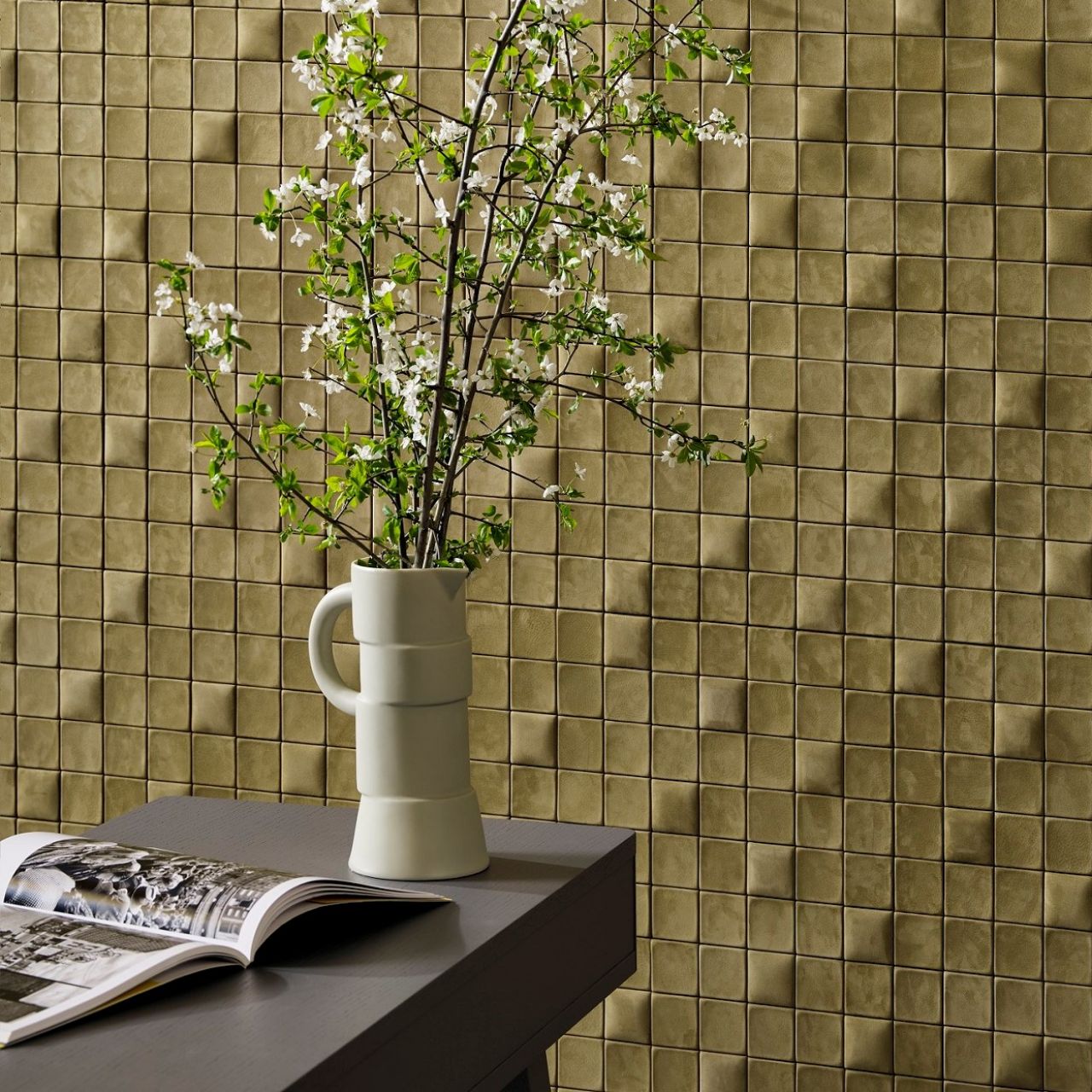 Studioart Mosaico 5x5 Velluto Olive Brown Layout B Detail Crop