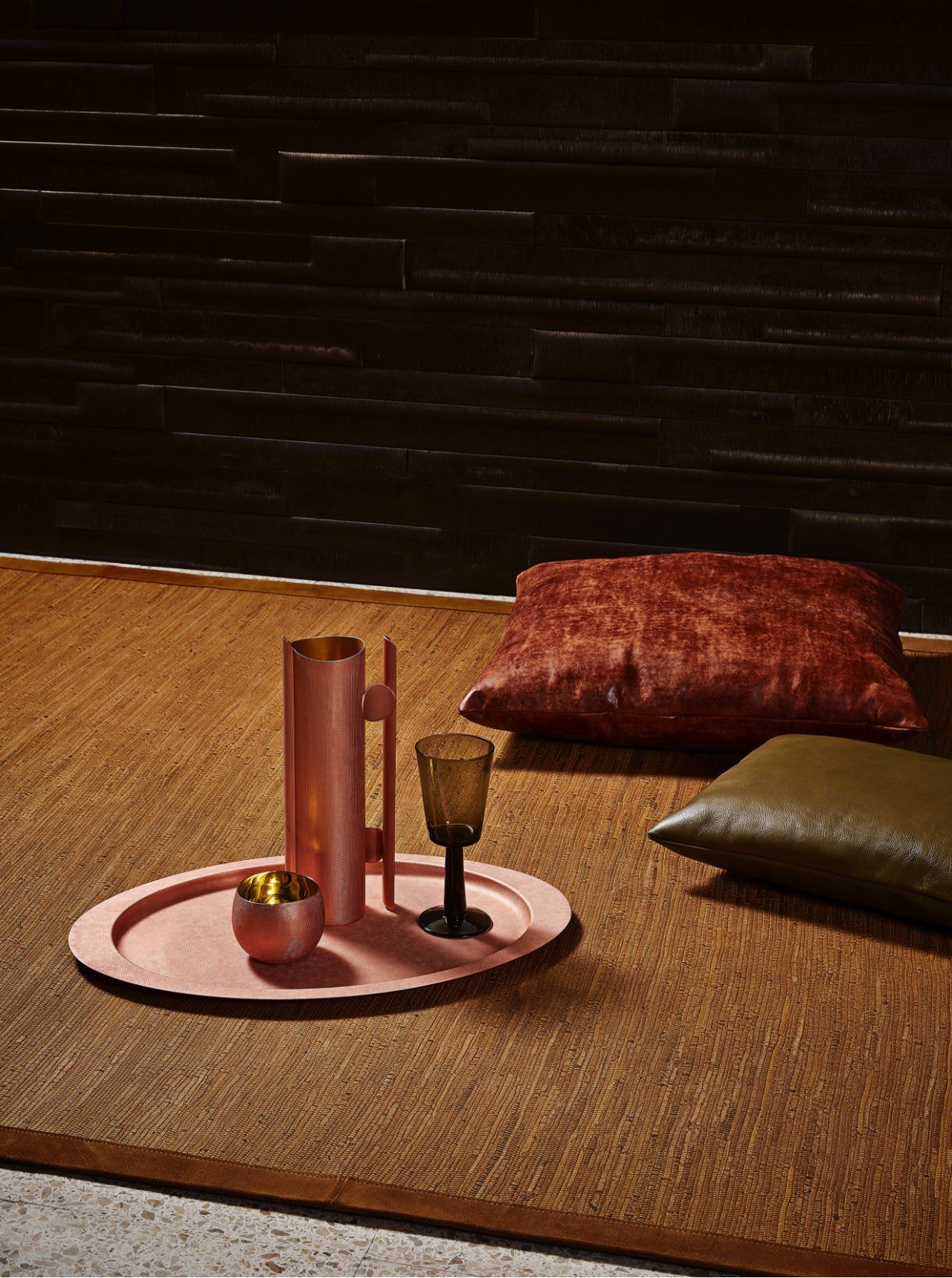 Studioart Pezzara Leather Rug Dark Ecru Bordo Watersuede